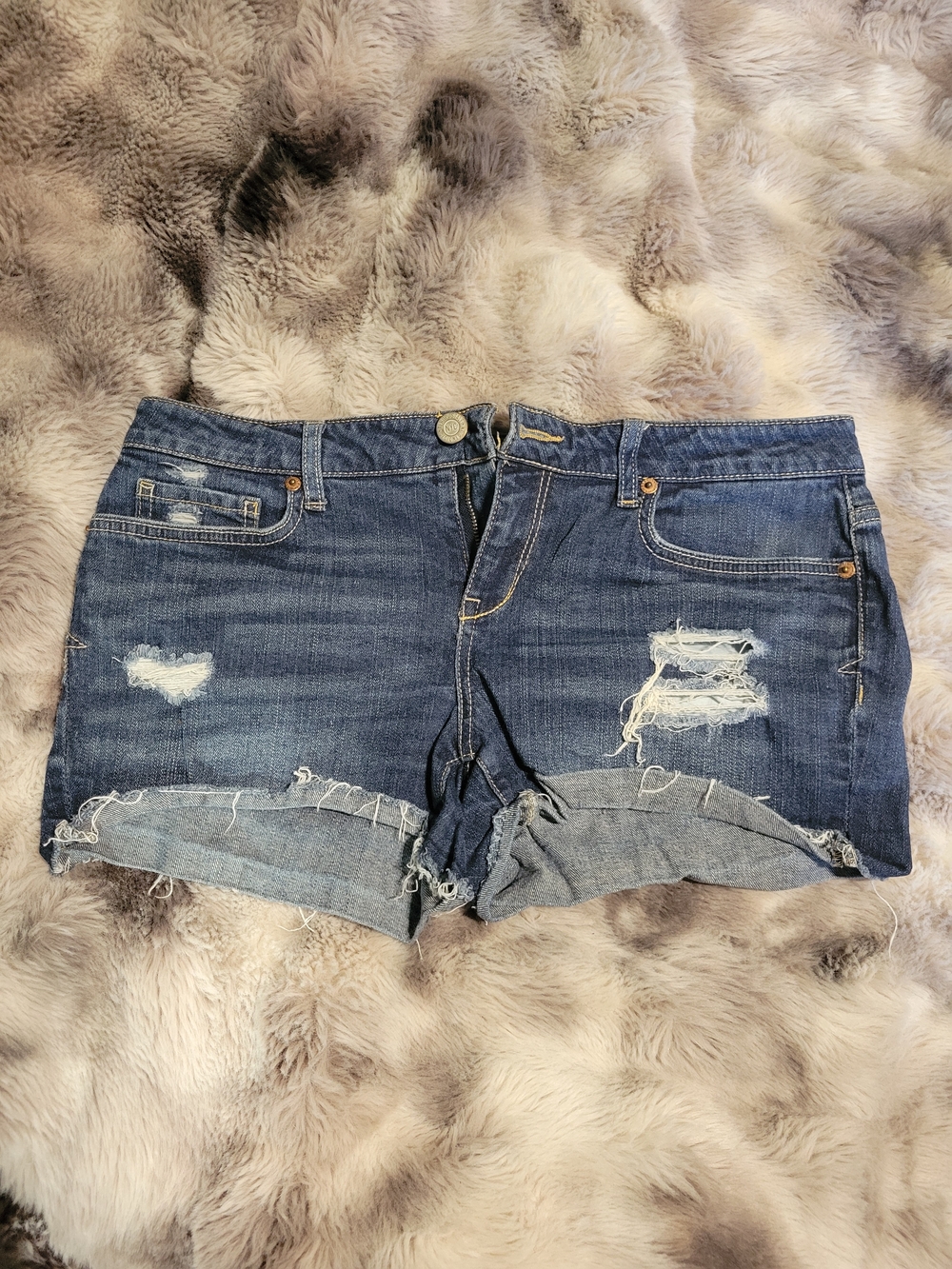 Aeropostale Distressed Blue Denim Jean Shorts